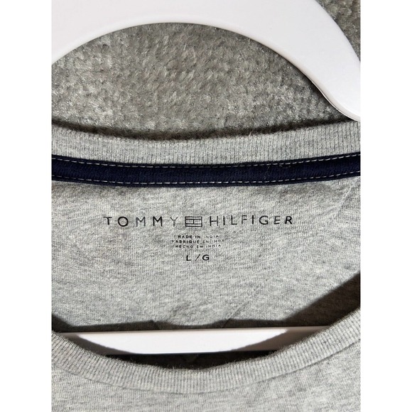 Tommy Hilfiger‎ SPELLOUT Long Sleeve Crew Neck T-Shirt Mens Size Large Gray Blue - Picture 3 of 6